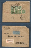 China - Xx. 1936 (19 Dec) Shameen, Canton - Germany, Hamburg (12 Jan 37) Reverse Multifkd Registered Airmail. KLM Servic - Otros & Sin Clasificación