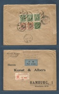 China - Xx. 1937 (12 Jan) Shameen, Canton So Nº1 - Germany, Hamburg (27 Jan) Registered Reverse Multifkd Env With 1 - Other & Unclassified