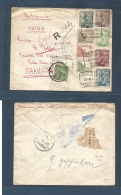 China - Xx. 1940 (29 Jan) Spain, Barcelona - Shanghai (4 March) WWII Censored Registered Multifkd FRANCO Issue Envelope - Otros & Sin Clasificación