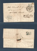 Colombia. 1857 (20 March) Bogota - USA, NYC (30 March) EL Full Text, Oval Blue "BOGOTA FRANCA" + "15" + Steamship 10. Ve - Colombie