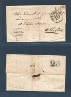 Colombia. 1857 (20 March) Bogota - USA, NYC (30 March) EL Full Text, Oval Blue "BOGOTA FRANCA" + "15" + Steamship 10. Ve - Colombia