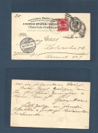 Cuba. 1904 (March 21) Habana - Germany, Karlsruhe (4 April) US 2c. Black Stat Card + Cuba 2c Ovptd + Multifkd Value 1c P - Other & Unclassified