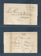 Dominican Rep. 1878 (12 May) Santiago, Puerto Plata - USA, NYC (27 May) Stampless EL Full Text Oval Blue Depart Cachet + - Dominican Republic