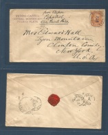 Dominican Rep. 1894 (20 Ene) Puerto Plata - USA, NY, Clinton Cº (23 Jan) Fkd Ferrocarril Envelope 20c Orange, Tied - Dominican Republic