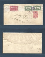 Dominican Rep. 1900 (May 29) St. Domingo - UK, Cheshire. 2c Rose Complete Stat Wrapper + 3x Imperf Stamps Tied ALZAMIENT - Repubblica Domenicana