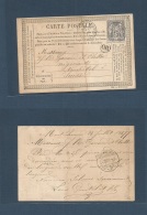 France. 1877 (28 July) Montechroino - Switzerland, Chaux De Fonds (29 July) Early Carte Postale Franked 15c, Cds + Rural - Autres & Non Classés