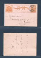 Haiti. 1899 (7 Ene) Used In The Dominican Republic. Puerto Plata 2 Cts Orange Haiti Stationary Card Used To Seatle, Wash - Haïti