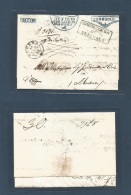 Italy - Prephilately. 1852 (9 July) Sassuolo - Modena (14 July) Registered Stampless EL With Multiple Cachets In Blue + - Unclassified