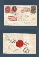Mexico - Stationery. 1895 (24 Febr) DF - Germany, Meissen (16 March) Registered 6c Brown Medallon Stationery Envelope + - México