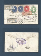 Mexico - Stationery. 1895 (13 March) Jalapa - Netherlands, Nymegen (28 March) Registered Late Hidalgo HABILITADO Overpri - México