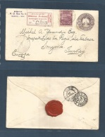 Mexico - Stationery. 1900 (20 May) DF - Turkey, Smyrne (11 June) Registered Red 20c Lilac + Adtl Militar Issue 10c + R-l - México