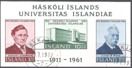 Island 1961 Michel Bloc Feuillet 3 O Cote (2013) 2.25 Euro 50 Ans Université De L'Islande Cachet Rond - Blocs-feuillets