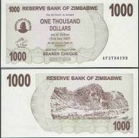 Zimbabwe P 44 - 1000 1.000 Dollars 1.8.2006 BEARER CHEQUE - UNC - Zimbabwe