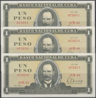 1980-BK-112  CUBA 1980. 1$. BANCO NACIONAL. JOSE MARTI. UNC. 3 CONSECUTIVOS. - Cuba