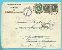 401+425 Op Brief Met Stempel MOUSTIER-SUR-SAMBRE Naar MONTREAL (Canada), Stempel BUREAU DES REBUTS OTTAWA - 1934-1935 Leopoldo III