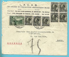 386+401 (X7) Op Brief Per EXPRES Stempel BRUXELLES Naar PARIS (France) , Verso TERGNIET A PARIS + PNEUMATIQUE - 1934-1935 Leopoldo III