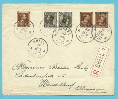 427+kp16+kp20 Op Brief Aangetekend Met Stempel GHEEL Naar HEIDELBERG (Duistland), Verso ZOLLAMTLICH GEOFFNET - 1934-1935 Leopoldo III