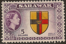 SARAWAK 1955 $5 Arms SG 202 U #WC16 - Sarawak (...-1963)