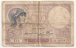 France 5 F Violet 1939 - 5 F 1917-1940 ''Violet''