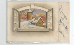 Carte Système Fenetre Moulin  Bonne Année 8,8 X 13,7 Cm - A Systèmes