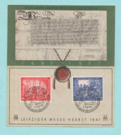 Germania 1947 Folder Leipziger Messe Da 12 + 75 Pfenning - 1e Jour – FDC (feuillets)