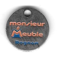 Jeton De Caddie  Argenté  Magasins  Monsieur  Meuble  ROGNON  Verso  BESANÇON, DIJON, VESOUL - Trolley Token/Shopping Trolley Chip
