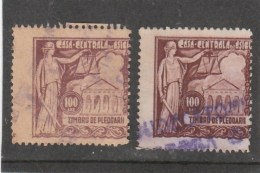 #202  REVENUE STAMP, 100 LEI X 2, DIFFERENT COLOUR, BALANCE, LAW, ROMANIA. - Fiscaux