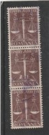 #202  JUDICIAL STAMPS, REVENUE STAMP, 5 LEI, BALANCE, LAW, TRIPTIC,  ROMANIA. - Fiscaux