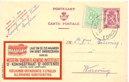 Briefkaart - Publibel 636 - Pub Reclame Tandheelkundig Instituut Oostende - Enghien à Warcoing 1959 - Publibels