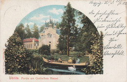 Litho AK Wörlitz Gotisches Haus Wörlitzer Park A Griesen Coswig Wittenberg Dessau Stempel Leipzig Lindenau Eckert Finck - Wörlitz