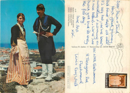 Traditional Costumes, Crete, Greece Postcard Posted 1982 Stamp - Greece