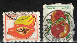 BRASILE - 1997 - FRUTTA - SU FRAMMENTO - FRAGMENTS - USATI - Used Stamps