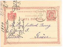 Romania, 1899, For Geneve - Covers & Documents