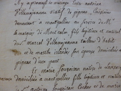 Promesse De Mariage Pignan Montpellier Lansargues Villemejeanne/Souveiran, 14/02/1817 - Manoscritti