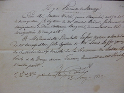 Promesse De Mariage  Montpellier Vidal/Nougaret/Lafon 23/05/1830 Vidal Chapelier - Manuscripts