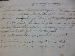 Promesse De Mariage  Montpellier Azema Cultivateur Et Malavielle  1828 - Manuskripte