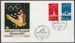 Germany 1972, FDC Cover "Olympic Games Munchen 1972" W./postmark Bonn - Summer 1972: Munich