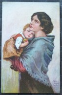 RARE Cpa LITHO Chromo A.R.&.C 125  Illustrateur WILLI SCHEUERMANN PORTRAIT FEMME ET ENFANT BEBE DANS LES BRAS - Scheuermann, Willi