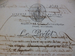 Montpellier Révolution Signalement De Voleurs 12 Germinal An 8 Signature Du Préfet Nogaret - Decrees & Laws