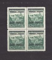 Bohemia & Moravia 1939 MNH **Mi 14 Sc 14 Stamps Of CSR Zvikov Overprinted In " BÖHMEN U. MAHREN " Viererblock Block Four - Neufs