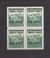 Bohemia & Moravia 1939 MNH **Mi 14 Sc 14 Stamps Of CSR Zvikov Overprinted In " BÖHMEN U. MAHREN " Viererblock Block Four - Nuevos