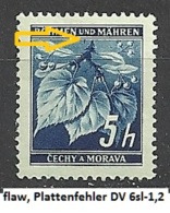 Bohemia & Moravia Böhmen Und Mähren 1939 MNH **Mi 20 Sc 20 Lindenzweig Mit Lindenfrüchten. German Occupation. Plate Flaw - Neufs