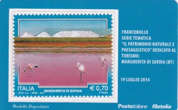 2014 - ITALIA -  TESSERA FILATELICA  "PATRIMONIO NATURALE PAESAGGISTICO" DEDICATO AL TURISMO MARGHERITA DI SAVOIA - Cartes Philatéliques