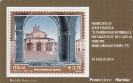 2014 - ITALIA -  TESSERA FILATELICA  "PATRIMONIO NATURALE PAESAGGISTICO" DEDICATO AL TURISMO MONSUMMANO TERME - Cartes Philatéliques