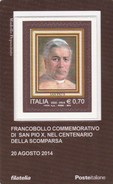 2014 - ITALIA -  TESSERA FILATELICA  CENTENARIO DELLA SCOMPARSA DI SAN PIO X - Philatelic Cards