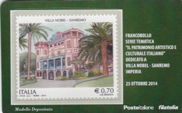 2014 - ITALIA -  TESSERA FILATELICA  "PATRIMONIO ARTISTICO CULTURALE ITALIANO" VILLA NOBEL SANREMO - Philatelic Cards