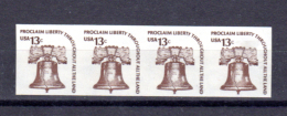 1975  13c Liberty Bell, Cloche De La Liberté, 1074** IMPERFORATE En Bande (très Rare) Glock Klok - Plaatfouten En Curiosa