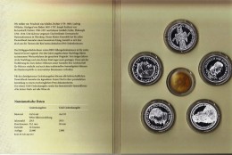 Germany First Five Silver Commemorative Coins / Germanic Museum, Schiller, Markgraf Von Baden, Eichendorff, Fichte - Sammlungen