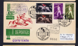 Sp4304 SPAIN Cover Sports Deportes "pelota Jumping" Horses Race Dressage Fdc 1960 Barcelona - Salto