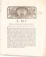 LOI RELATIVE AU SERMENT DES FONCTIONNAIRES PUBLICS DU 15 AOUT 1792 N° 2174 - Décrets & Lois